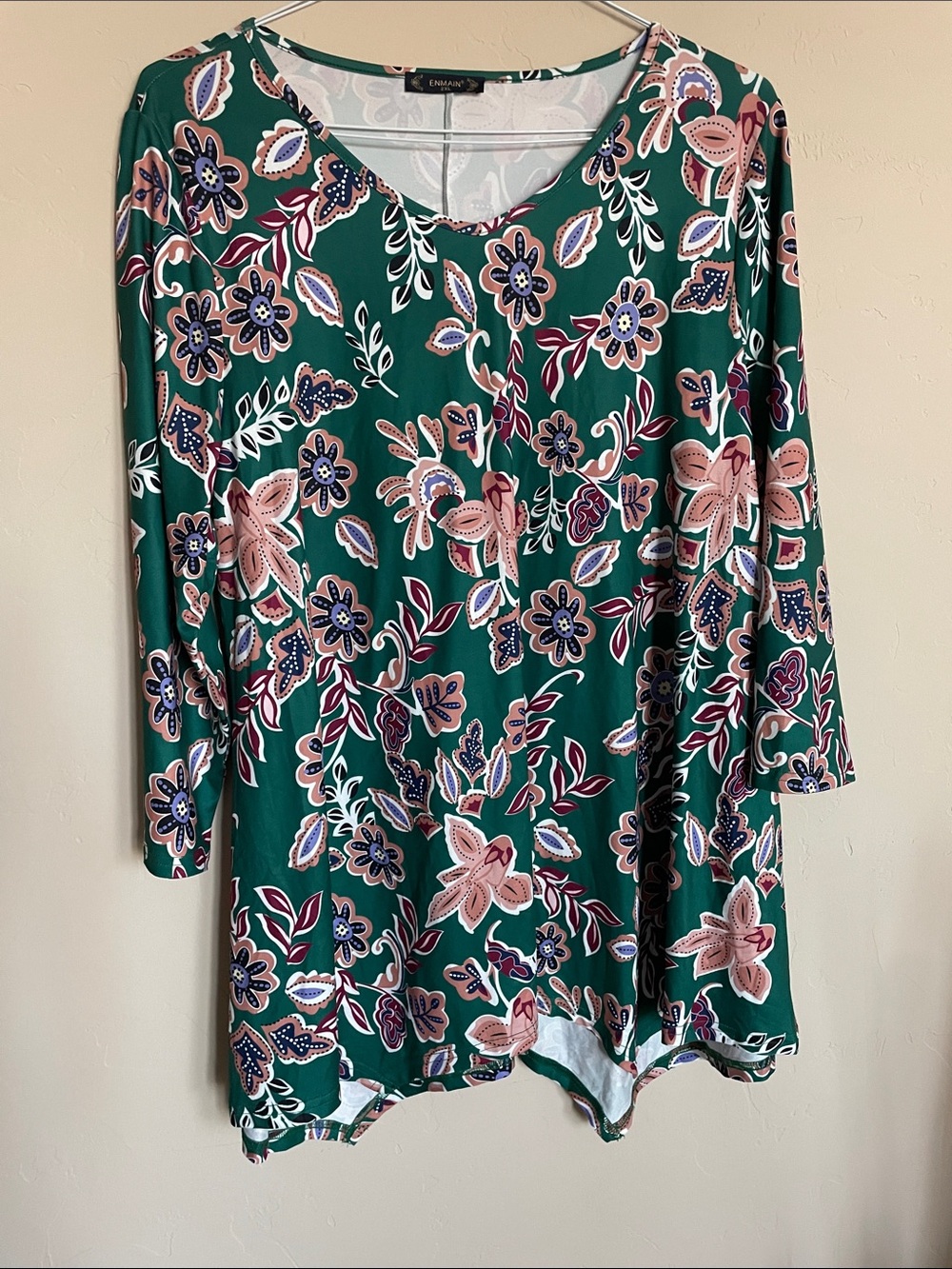 Emerald Floral V-Neck Tunic by